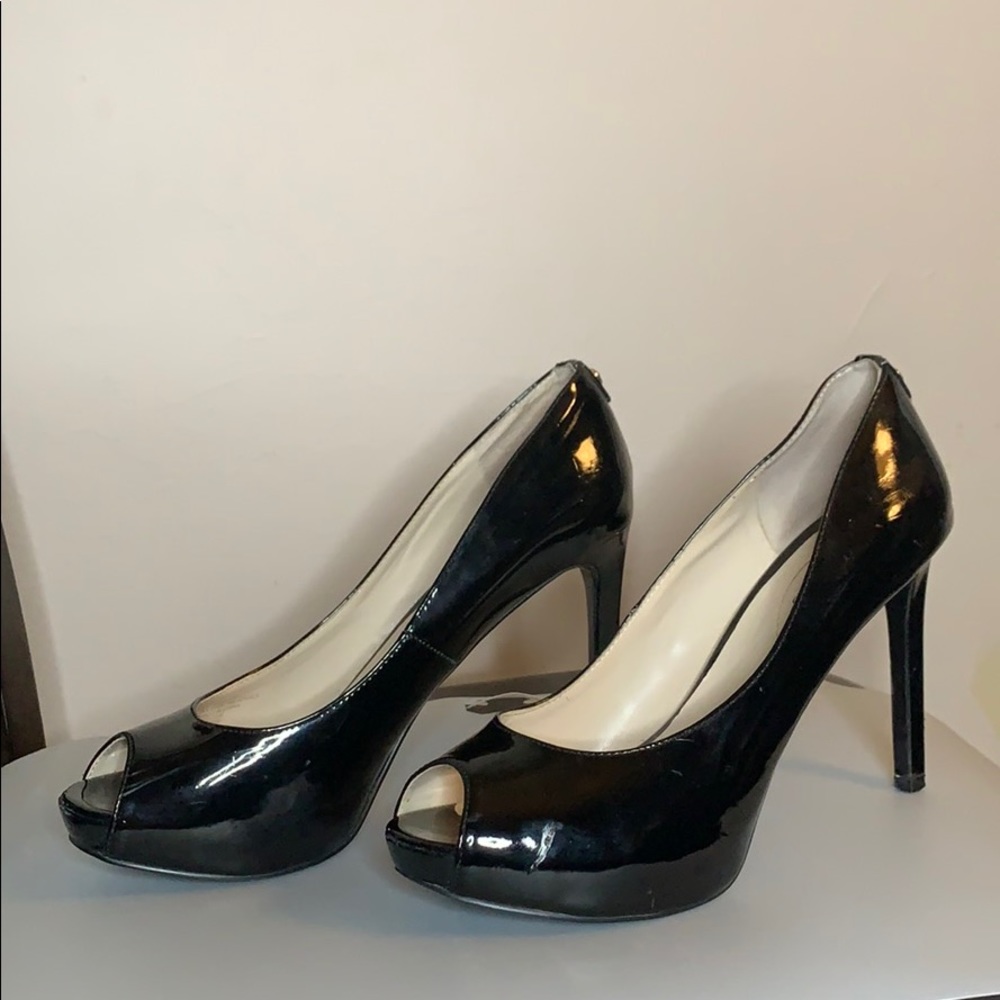Guess Patent Leather Open Toe Pumps Black